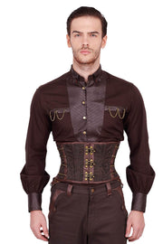 Eck Steampunk Brown Brocade Men's Corset