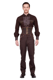 Eck Steampunk Brown Brocade Men's Corset