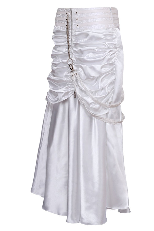 Maya Custom Made White Gothic Ruched Skirt