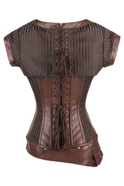 Adoria Steampunk Overbust Brown Corset with Detachable Belt