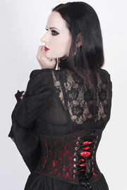 Cenhelm Underbust Red Corset with Lace Overlay