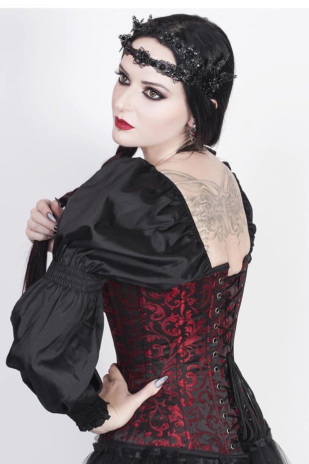 Lachtna Skull Busk Corset with Attached Sleeve