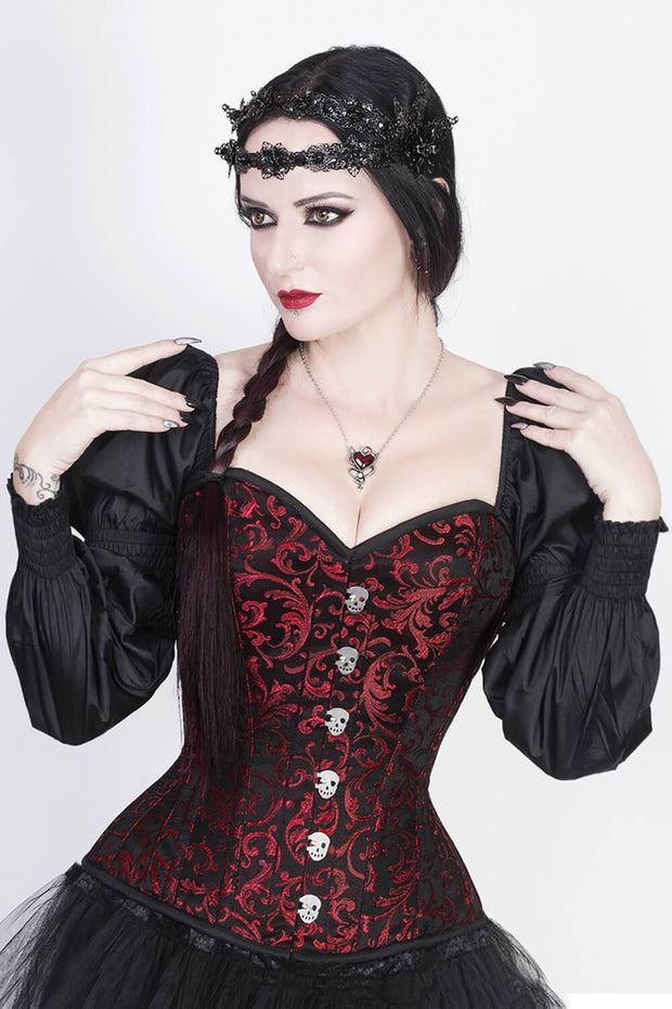 Lachtna Skull Busk Corset with Attached Sleeve
