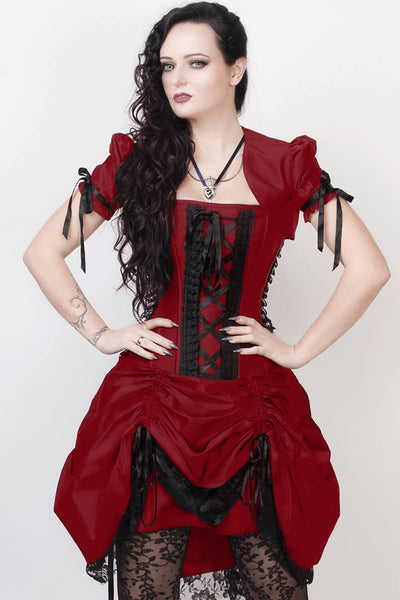 Claudio Custom Made Victorian Inspired Burgundy Corset Dress with Bolero