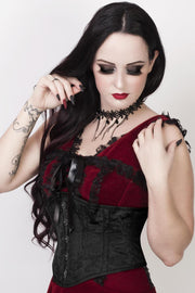 Cinta Black Brocade Corset with Skull Busk