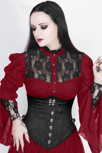Ronen Custom Made Black Corset with Skull Busk Opening