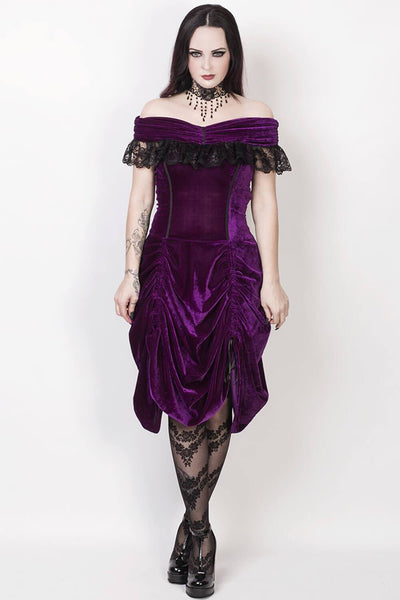 Roberto Burlesque Purple Off Shoulder Dress