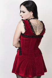 Faigel Halter Burlesque Dress in Maroon Velvet