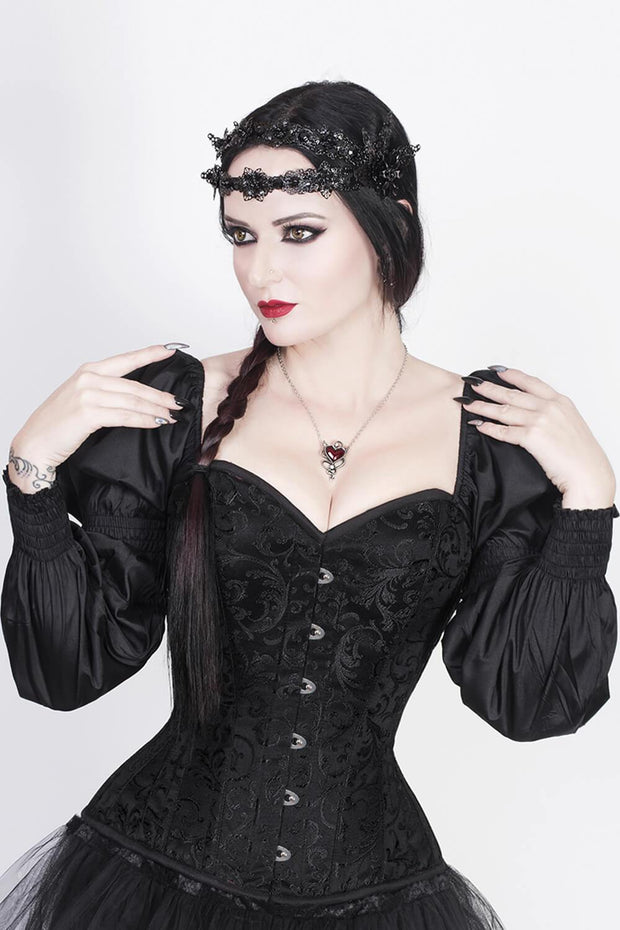Cirino Gothic Black Corset with Attached Sleeve