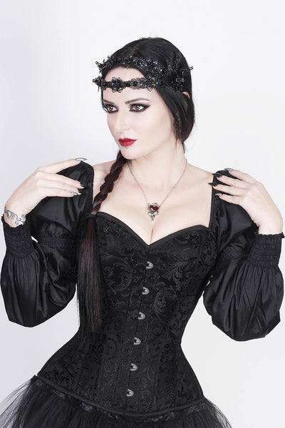 Cirino Custom Made Gothic Black Corset with Attached Sleeve
