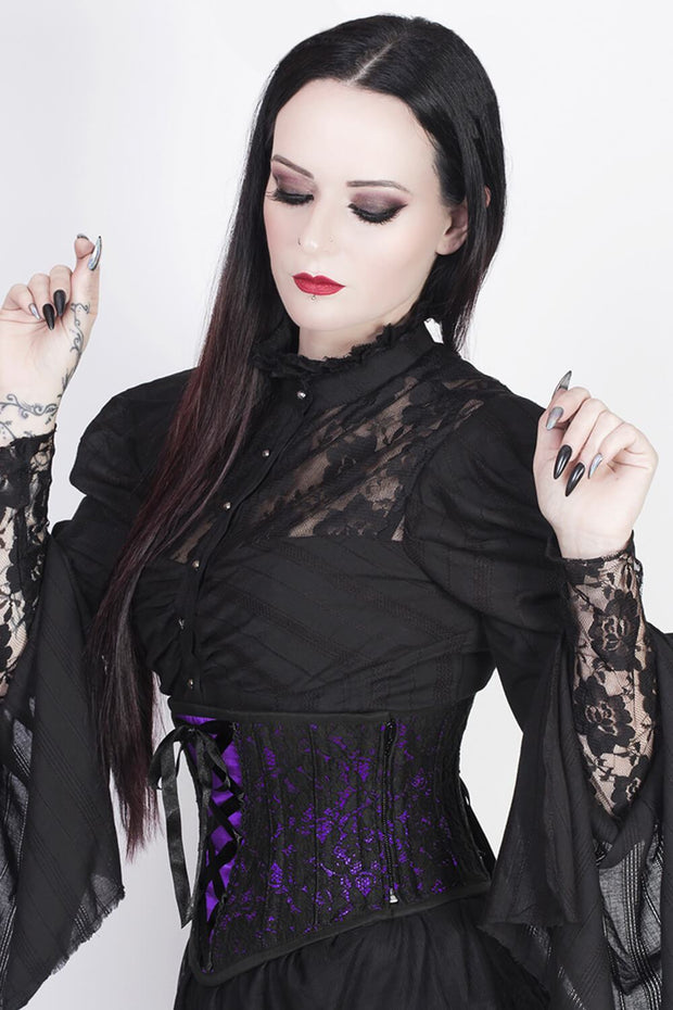 Lazaros Custom Made Underbust Purple Corset with Lace Overlay