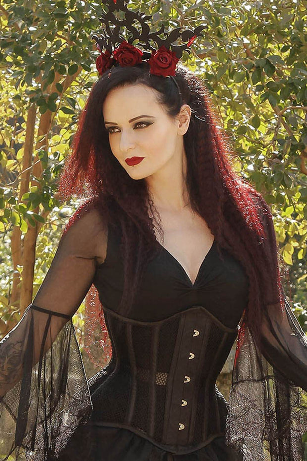 Tawny Black Underbust Mesh Curvy Corset