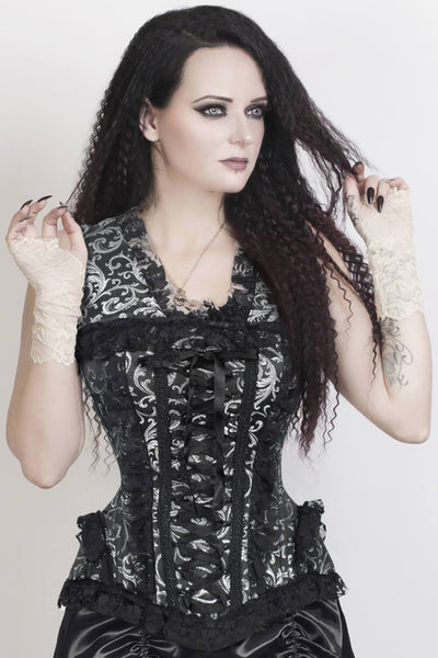 Reiner Custom Made Burlesque Silver Brocade Corset