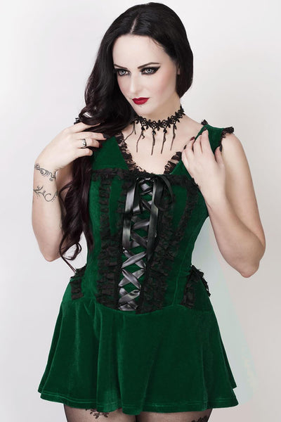 Romane Green Halter Burlesque Dress