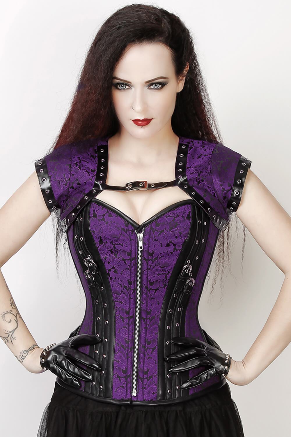 Overbust Custom Made Purple Brocade Corset with Bolero