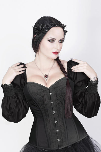 Overbust Burlesque Corset with Attached Sleeve