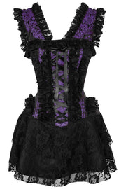 Aitor Custom Made Halter Burlesque Corset Dress in Purple Brocade