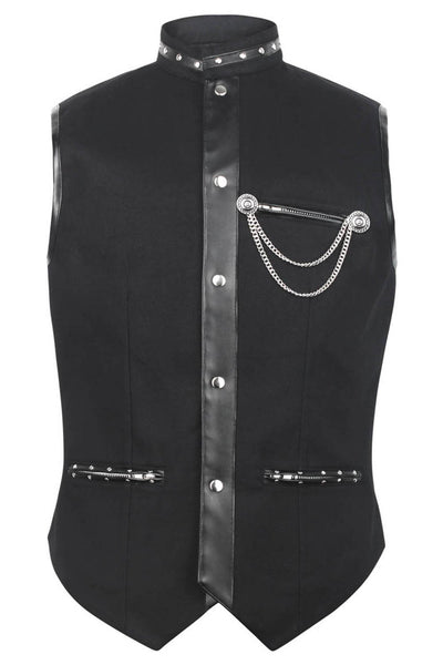 Ellayne Custom Made Gothic Men's Waist Coat in Black Cotton