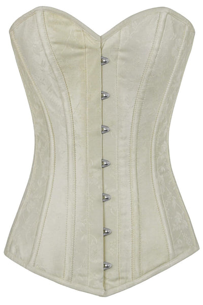 Adina Custom Made Ivory Brocade Long Overbust Corset