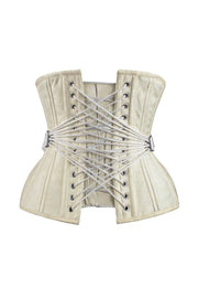 Dalila Curvy Waist Training Ivory Brocade Corset with Fan Lacing