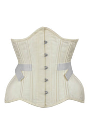 Dalila Curvy Waist Training Ivory Brocade Corset with Fan Lacing