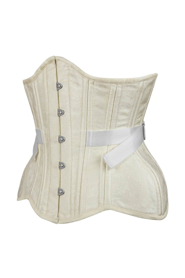 Dalila Curvy Waist Training Ivory Brocade Corset with Fan Lacing