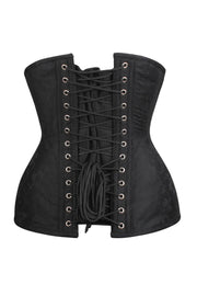 Catus Waist Training Black Brocade Corset with Hip Panels