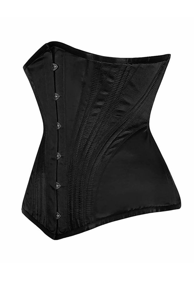 Waist Training Corset, Black Satin Corset